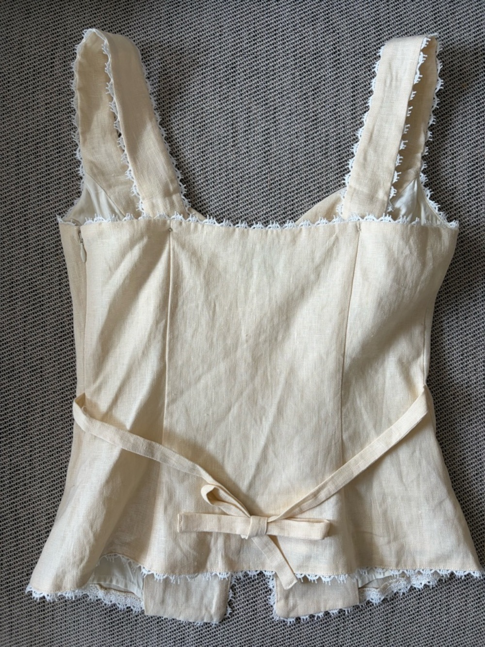 NEW Reformation Viola Linen Lace Sleeveless Top Sugar Cream | US 2 UK 6 - Picture 10 of 12